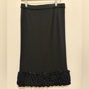 Dolce & Gabbana Black Pencil Skirt with Ruffle Hem
